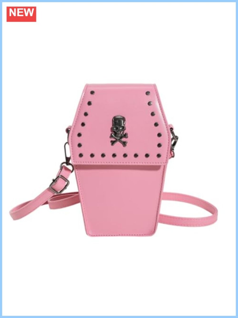 Punk Skull Coffin Shaped Mini Crossbody Bag Faux Leather Gothic Y2K Purse